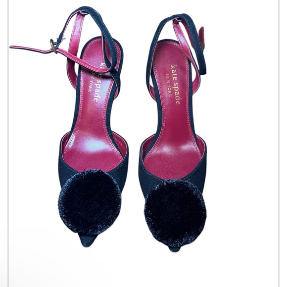 Kate Spade new with tags Amour Pom Pom ankle strap  pumps.  Size 6.5. Suede - Picture 6 of 7